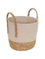 Καλάθι βαμβ.ψάθινο εκρού-φυσικό Φ27Η25/33cm