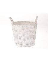 Καλάθι ψάθινο λευκό/νάυλον Φ20,5 Η16cm