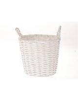 Καλάθι ψάθινο λευκό/νάυλον Φ26,5 Η23cm