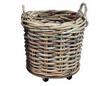 Καλάθι rattan γκρι με ρόδες 65Χ60