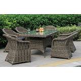 MONTANA Set Τραπεζαρία Κήπου:6 Πολυθρόνες+Τραπέζι, Αλουμίνιο- Wicker Grey Brown με Μαξιλάρια Ε-00024671 Ε6554S