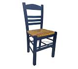 ΣΙΦΝΟΣ Καρέκλα Οξιά Βαφή Εμποτισμού Ανιλίνη Μπλε, Κάθισμα Ψάθα Ρ-00007678 Ρ969,Ε3