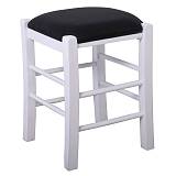 ΤΑΒΕΡΝΑΣ Σκαμπό Βοηθητικό, Οξιά Βαφή Εμποτισμός Λάκα Άσπρο, Κάθισμα Pu Μαύρο Ρ-00024170 Ρ978,Ε8Τ