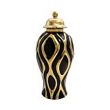 ΚΕΡΑΜΙΚΟ ΒΑΖΟ ΜΕ ΚΑΠΑΚΙ Fylliana FL22212 ΧΡΥΣΟ ΜΑΥΡΟ ΧΡΩΜΑ 18x33εκ