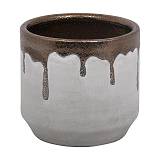 ΚΕΡΑΜΙΚΟ ΒΑΖΟ Fylliana FL3806 ΛΕΥΚΟ-ΜΠΡΟΝΖΕ ΧΡΩΜΑ 14x13εκ