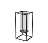 Μεταλλικό φανάρι κεριού με κυλινδικό γυαλί, μαύρο 40cm HT688