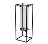 Μεταλλικό φανάρι κεριού με κυλινδικό γυαλί, μαύρο 50cm HT689