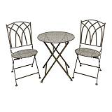 ΣΕΤ ΜΕΤΑΛΛΙΚΟ ΤΡΑΠΕΖΙ ΚΗΠΟΥ Fylliana ΜΕ 2 ΚΑΡΕΚΛΕΣ Gordon ΓΚΡΙ ΧΡΩΜΑ