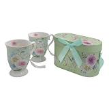 ΚΕΡΑΜΙΚΗ ΚΟΥΠΑ ΣΕΤ 2 ΤΕΜ  ΣΕ ΚΟΥΤΙ Fylliana FL3818 FLORAL ΠΡΑΣΙΝΟ 12x11εκ