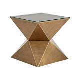 ΜΕΤΑΛΛΙΚΟ ΤΡΑΠΕΖΑΚΙ ΣΑΛΟΝΙΟΥ ΣΕ ΣΧΗΜΑ ΠΥΡΑΜΙΔΑ ΜΕ ΓΥΑΛΙ Fylliana FL0160 ΧΡΥΣΟ 41x41εκ