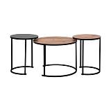 ΣΕΤ  3 ΤΕΜ ΤΡΑΠΕΖΑΚΙΑ Fylliana FL201 ΚΑΦΕ ΜΕ ΜΕΤΑΛΛΙΚΗ ΜΑΥΡΗ ΒΑΣΗ 60x60εκ