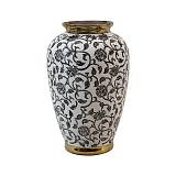 ΚΕΡΑΜΙΚΟ ΒΑΖΟ Fylliana FL22908 ΜΑΥΡΟ-ΛΕΥΚΟ-ΧΡΥΣΟ ΧΡΩΜΑ 19x30εκ