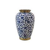 ΚΕΡΑΜΙΚΟ ΒΑΖΟ Fylliana FL22908 ΜΠΛΕ-ΛΕΥΚΟ-ΧΡΥΣΟ ΧΡΩΜΑ 19x30εκ