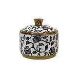 ΚΕΡΑΜΙΚΟ ΔΟΧΕΙΟ ΜΕ ΚΑΠΑΚΙ Fylliana FL22960 ΜΑΥΡΟ-ΛΕΥΚΟ-ΧΡΥΣΟ ΧΡΩΜΑ 13x13εκ