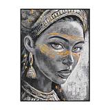ΠΙΝΑΚΑΣ ΣΕ ΚΑΜΒΑ Fylliana FL2671 WOMAN FACE ΓΚΡΙ-ΧΡΥΣΟ 90x120xεκ