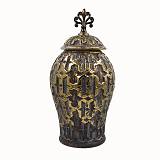 ΚΕΡΑΜΙΚΟ ΒΑΖΟ Fylliana FL2329 ΜΑΥΡΟ-ΧΡΥΣΟ ΧΡΩΜΑ 19x19x41εκ