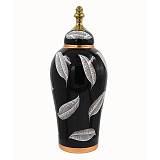 ΚΕΡΑΜΙΚΟ ΒΑΖΟ Fylliana FL7008 ΜΑΥΡΟ-ΛΕΥΚΟ-ΧΡΥΣΟ ΧΡΩΜΑ 18x51εκ