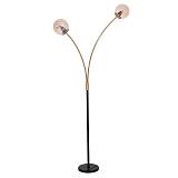 ΜΕΤΑΛΛΙΚΟ ΦΩΤΙΣΤΙΚΟ ΔΑΠΕΔΟΥ 2 ΛΑΜΠΕΣ  Fylliana FL4028  ΛΕΥΚΟ ΓΥΑΛΙΝΟ ΚΑΠΕΛΟ ΜΕ ΧΡΥΣΟ-ΜΑΥΡΟ ΒΑΣΗ 166εκ E27