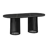 ΟΒΑΛ ΤΡΑΠΕΖΙ ΤΡΑΠΕΖΑΡΙΑΣ Fylliana FL17 ΜΕ ΚΕΡΑΜΙΚΗ ΕΠΙΦΑΝΕΙΑ ΚΑΙ ΜΕΤΑΛΛΙΚΗ ΒΑΣΗ ΣΕ ΜΑΥΡΟ ΜΑΤ ΧΡΩΜΑ 180x90x76εκ