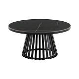 ΣΤΡΟΓΓΥΛΟ ΤΡΑΠΕΖΑΚΙ ΣΑΛΟΝΙΟΥ Fylliana FL03 ΜΕ ΚΕΡΑΜΙΚΗ ΕΠΙΦΑΝΕΙΑ ΚΑΙ ΜΕΤΑΛΛΙΚΗ ΒΑΣΗ ΣΕ ΜΑΥΡΟ ΜΑΤ ΧΡΩΜΑ 90x45εκ