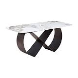 ΤΡΑΠΕΖΙ ΤΡΑΠΕΖΑΡΙΑΣ Fylliana FL0066 ΜΕ ΚΕΡΑΜΙΚΗ ΕΠΙΦΑΝΕΙΑ ΣΕ ΛΕΥΚΟ ΜΑΡΜΑΡΟ ΚΑΙ ΜΠΡΟΝΖΕ ΠΟΔΙΑ 160x90x75εκ