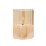 ΔΙΑΚΟΣΜΗΤΙΚΟ LED ΚΕΡΙ ΜΕ ΡΕΑΛΙΣΤΙΚΗ 3D ΦΛΟΓΑ Fylliana FL7513 ΣΕ ΓΥΑΛΙ ΧΡΩΜΑ AMBER 8x8x13εκ