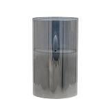 ΔΙΑΚΟΣΜΗΤΙΚΟ LED ΚΕΡΙ ΜΕ ΡΕΑΛΙΣΤΙΚΗ 3D ΦΛΟΓΑ Fylliana FL7513 ΣΕ ΓΥΑΛΙ ΧΡΩΜΑ SMOKY 8x8x13εκ