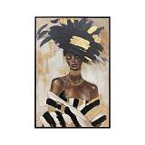ΠΙΝΑΚΑΣ ΣΕ ΚΑΜΒΑ Fylliana "African lady with hat 37264" ΜΑΥΡΟ-ΓΚΡΙ-ΛΕΥΚΟ 60x4x90εκ