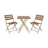 ΣΕΤ BALCONY 3TEM ΣΤΡΟΓΓΥΛΟ Fylliana POLYWOOD & ΑΤΣΑΛΙ ΦΥΣΙΚΟ-ΚΑΦΕ ΧΡΩΜΑ