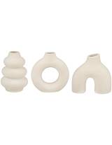 Βάζα κεραμικό εκρού σετ 3σχέδια 10x4x10cm