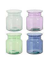 Βάζο γυάλινο διάφ.4χρώματα Φ14,5Η14,5 cm