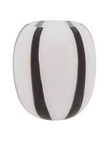 Βάζο γυάλινο λευκό/μαύρες ρίγες 18x20cm