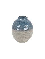 Βάζο κεραμ.μπλε/εκρού 26Χ30,5cm