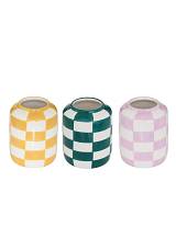 Bάζο κεραμικό καρό 3χρώματα 11x14cm