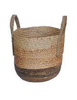 Καλάθι ψάθινο 2χρωμο καφέ 29Χ27,5