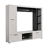 ΚΕΝΤΡΟ ΨΥΧΑΓΩΓΙΑΣ-ΣΥΝΘΕΣΗ LORCA ΛΕΥΚΟ OAK / ΜΑΥΡΟ 195x35x171εκ