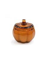 Κερί σε γυάλινη κολοκύθα με καπάκι μελί Φ12cm