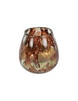 Κηροπήγιο γυαλ. καφέ νερά Φ14 Η14cm