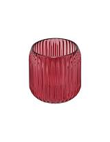 Κηροπήγιο γυαλ.κόκκινο ριγέ 8Χ8,5