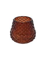 Κηροπήγιο γυαλ.κουκουνάρα καφέ  7,5Χ6,5