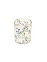 Κηροπήγιο γυάλινο μπλε λουλούδια 7x8,2cm