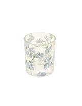 Κηροπήγιο γυάλινο μπλε λουλούδια 9x10cm