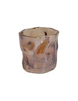 Κηροπήγιο γυάλινο χρυσό χρυσό rim Φ7,7Η7,7cm