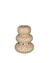 Κηροπήγιο κεραμικό μπεζ-καφε Φ11Η15,5cm