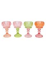 Κηροπήγιο λουλούδι με πόδι multicolor/4χρώματα Φ9,5Η11cm