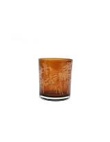 Κηροπήγιο γυαλ.καφέ φοίνικες 8x10cm