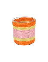 Κηροπήγιο ριγέ πορτ./ροζ  Φ7,3Χ8