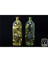 Μπουκάλι / κηροπήγιο γυάλινο με LED Φ9Χ26cm