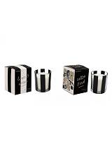 Ποτήρι ριγέ μαυρόασπρο με κερί 8Χ9