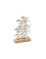 Ψάρια aluminium σε ξύλινη βάση 19x5x27cm